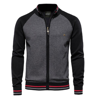 Men's cardigan with zipper | color block