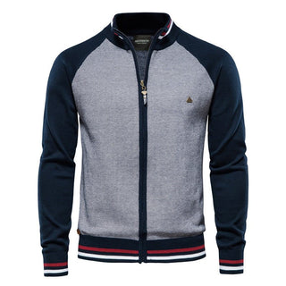 Men's cardigan with zipper | color block