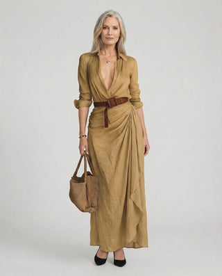 Women’s Elegant Long Sleeve Shirt Dress | Maxi