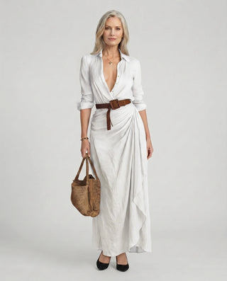 Women’s Elegant Long Sleeve Shirt Dress | Maxi