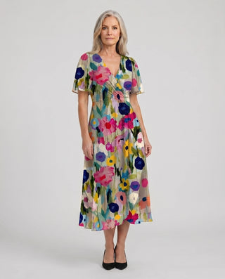 Women’s Elegant Dress with Floral Pattern | Midi