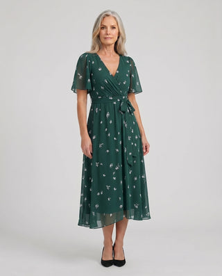 Women’s Elegant Dress with Floral Pattern | Midi
