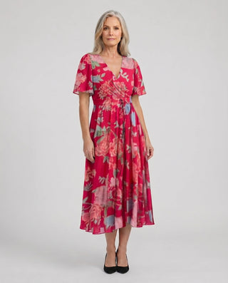 Women’s Elegant Dress with Floral Pattern | Midi