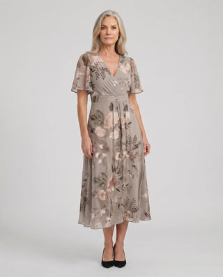 Women’s Elegant Dress with Floral Pattern | Midi