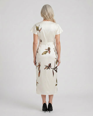 Women's Dress with V-Neck | With Belt Elegant Midi