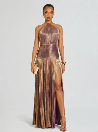 Robe de soirée plissée pour femme | Maxi