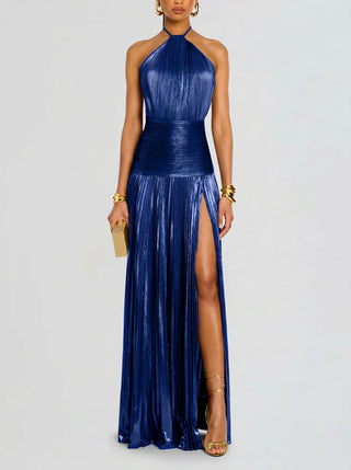 Robe de soirée plissée pour femme | Maxi