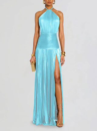 Robe de soirée plissée pour femme | Maxi