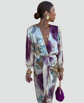 Women's Wrap Dress with Floral Pattern | Midi