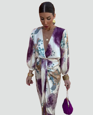 Women's Wrap Dress with Floral Pattern | Midi