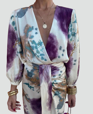 Women's Wrap Dress with Floral Pattern | Midi
