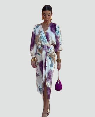 Women's Wrap Dress with Floral Pattern | Midi