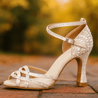 Damen Strass High Heels mit Knöchelriemen | Elegant
