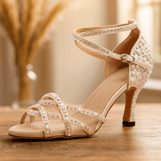Damen Strass High Heels mit Knöchelriemen | Elegant
