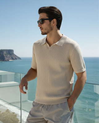 Herren Geripptes Poloshirt | Kurzarm