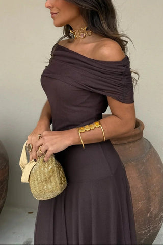 Robe élégante pour femmes, épaules dénudées | Maxi