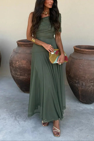 Robe élégante pour femmes, épaules dénudées | Maxi