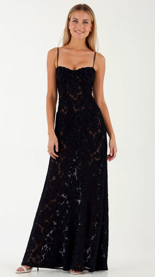 Women's evening dress with spaghetti straps | Maxi