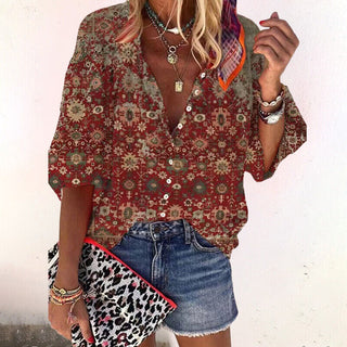 Dámská letní halenka s květinovým vzorem | boho