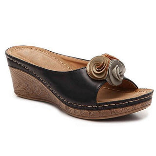 Sandales compensées femme à motif floral | Plateforme