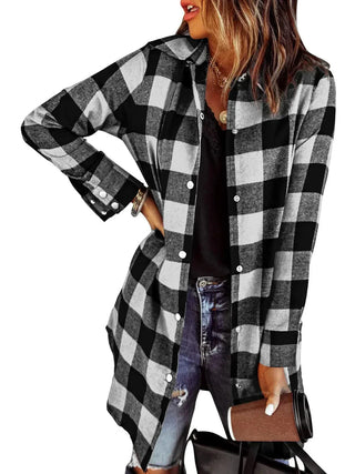 Dámská károvaná bunda | Dlouhý rukáv