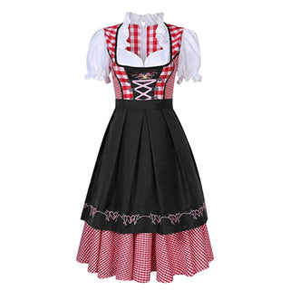 Dámský Dirndl na Oktoberfest | Kostkovaný živůtek