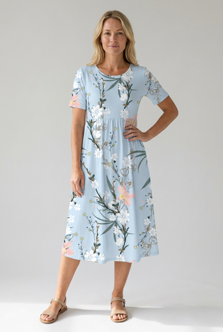 Damen Sommerkleid mit Blumenmuster | Midi