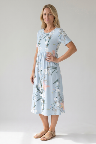 Damen Sommerkleid mit Blumenmuster | Midi
