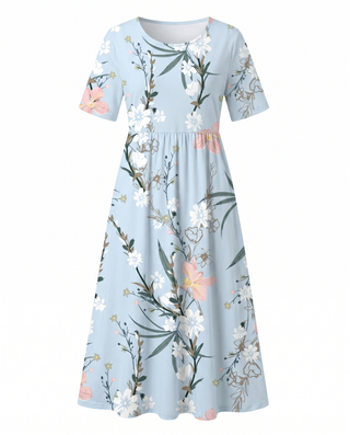 Damen Sommerkleid mit Blumenmuster | Midi