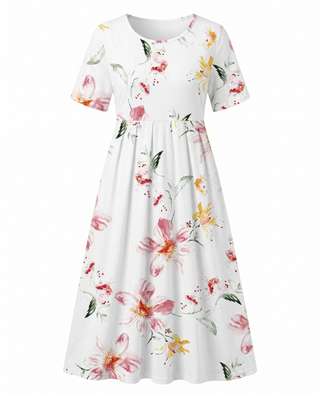 Damen Sommerkleid mit Blumenmuster | Midi