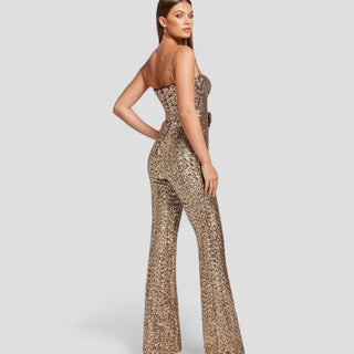 Damen Pailletten Abend Jumpsuit | Party