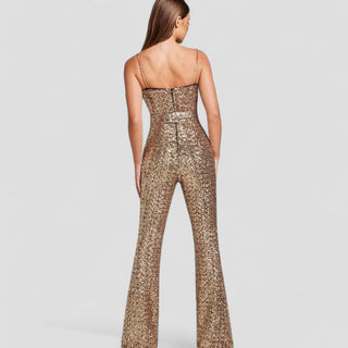 Damen Pailletten Abend Jumpsuit | Party