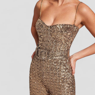 Damen Pailletten Abend Jumpsuit | Party